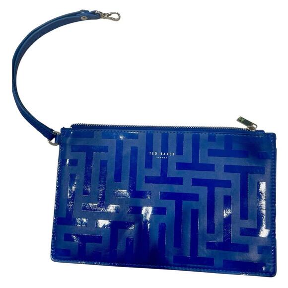 TED BAKER ROYAL BLUE CLUTCH WRISTLET BAG PREPPY CHIC AESTHETIC VERSATILE - Picture 9 of 14